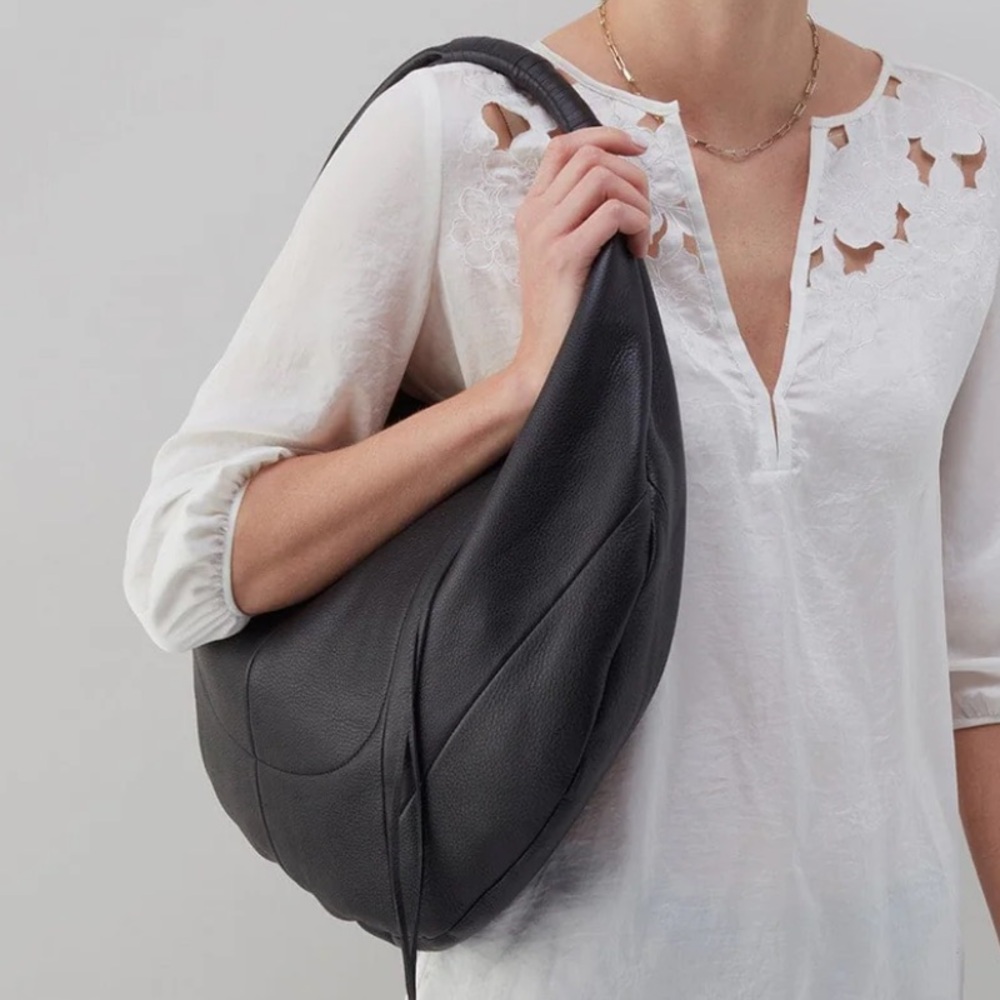 HOBO Eclipse Medium Classic Black 100%‎ Leather Hobo Bag NWT - Picture 7 of 9